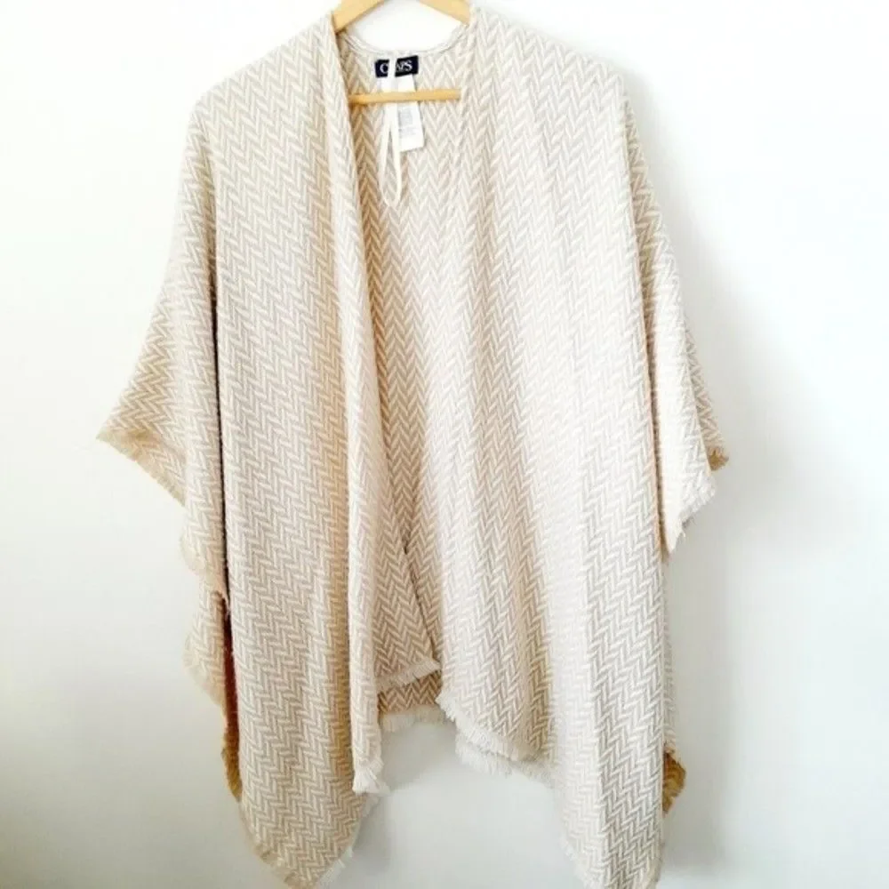 CHAPS by Ralph Lauren Scarf Wrap Poncho Blanket Boho Coastal Resort Wear Sz: OS - Picture 1 of 7